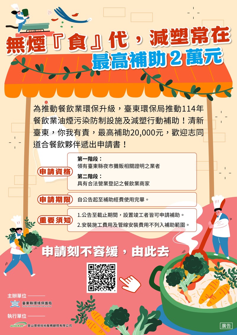 臺東環保局推夜市油煙防治補助尚有名額